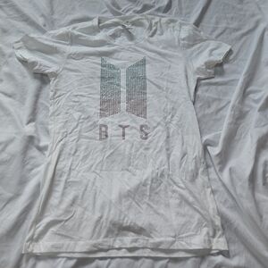Next Level Apparel White Bejeweled Glitz BTS Kpop Short Sleeve T-shirt Tee Top